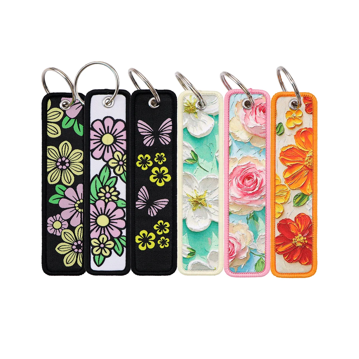 Floral Butterfly Embroidery Keychain Animal Key Tag For Motorcycles Cars Backpack Fashion Keys Accessories Gifts For Friend