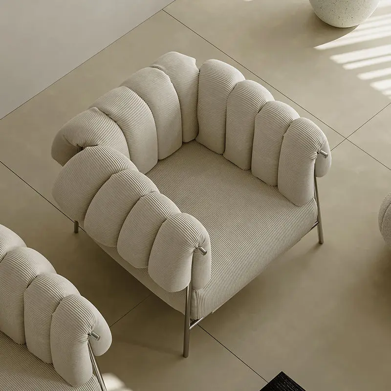 Sofá individual de lujo ligero francés, estilo crema