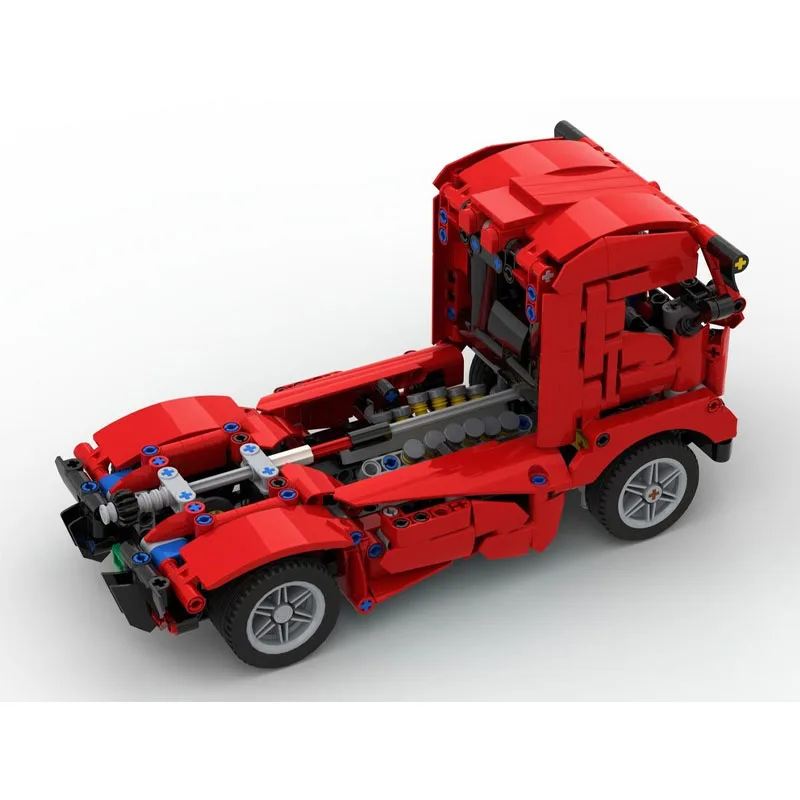 

MOC-243606 Red New Classic Flat-Front Semi-Truck Building Block Model 636Parts Creative Birthday Gift Toys for Boys and Children