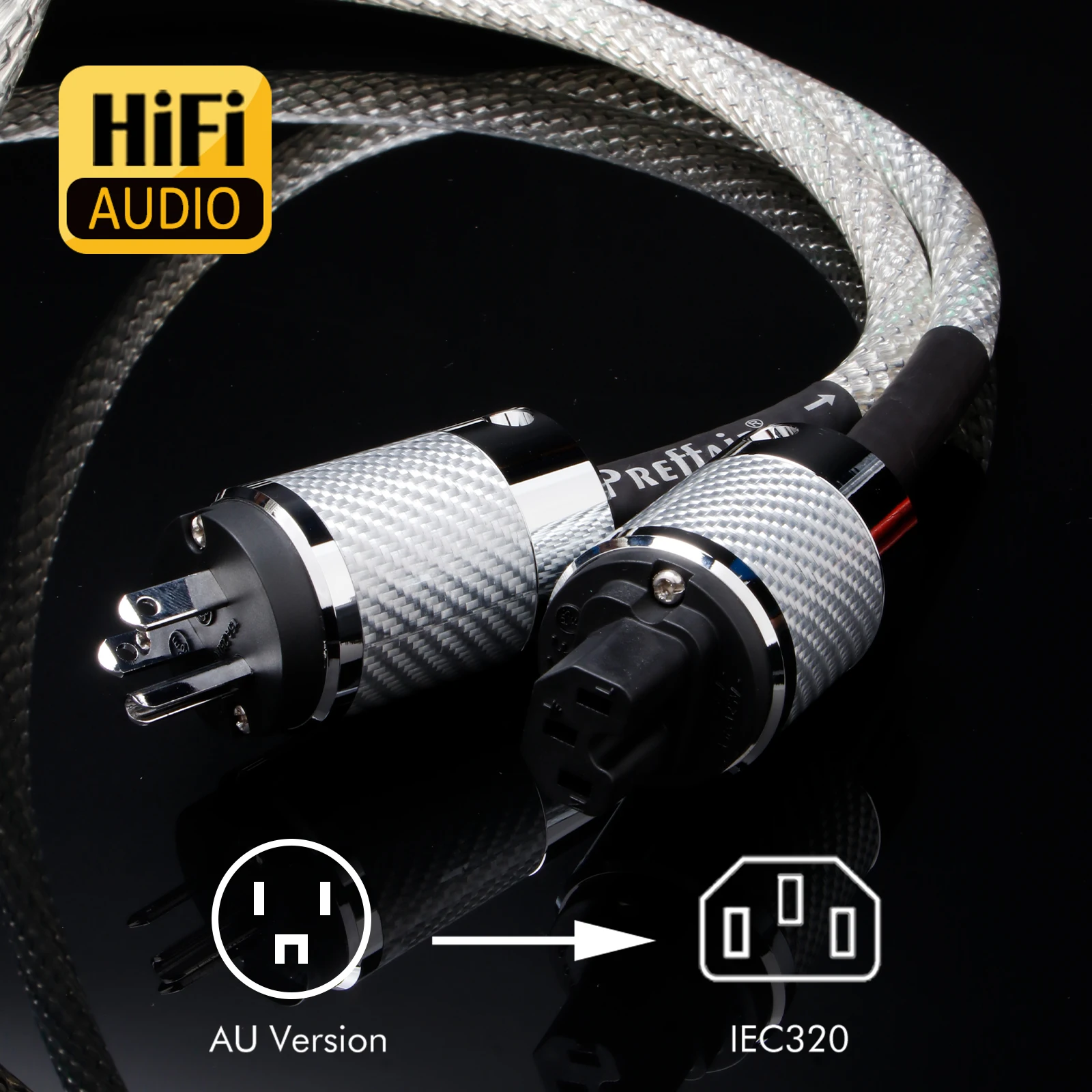Hifi Audiophile Stromkabel 8N OCC Kupfer EU/US/AU Netzadapter IEC320 C15 Stromanschluss für Verstärker Audio-Stromfilter – Detail 4