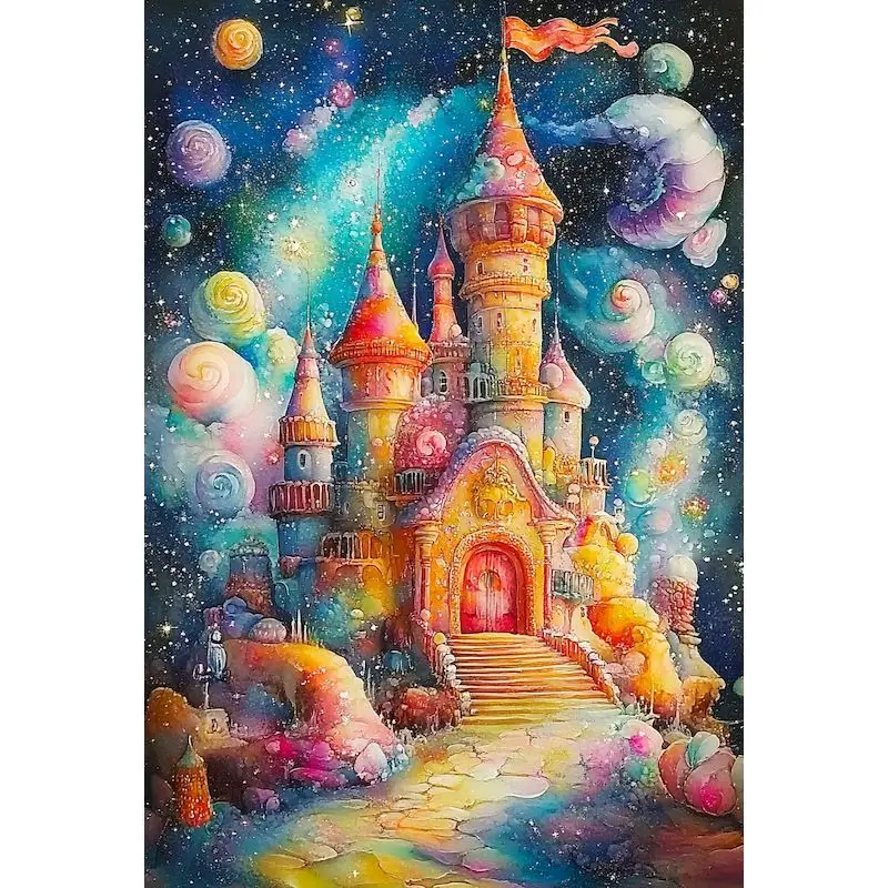 RUOPOTY Frame Diy Painting By Numbers Kits Castle Landscape Picture Coloring By Numbers For Adults Handicrafts For Diy Crafts