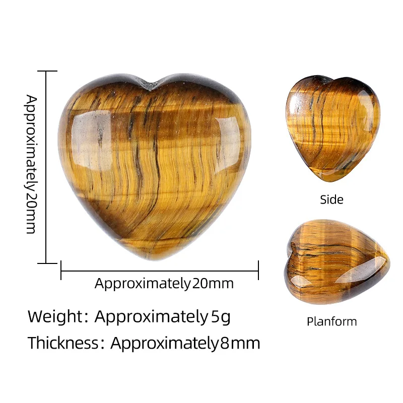 1pc Natural Stone Love Heart Home Decoration Healing Reiki Amethys Tiger Eye Opal Crystal Gift