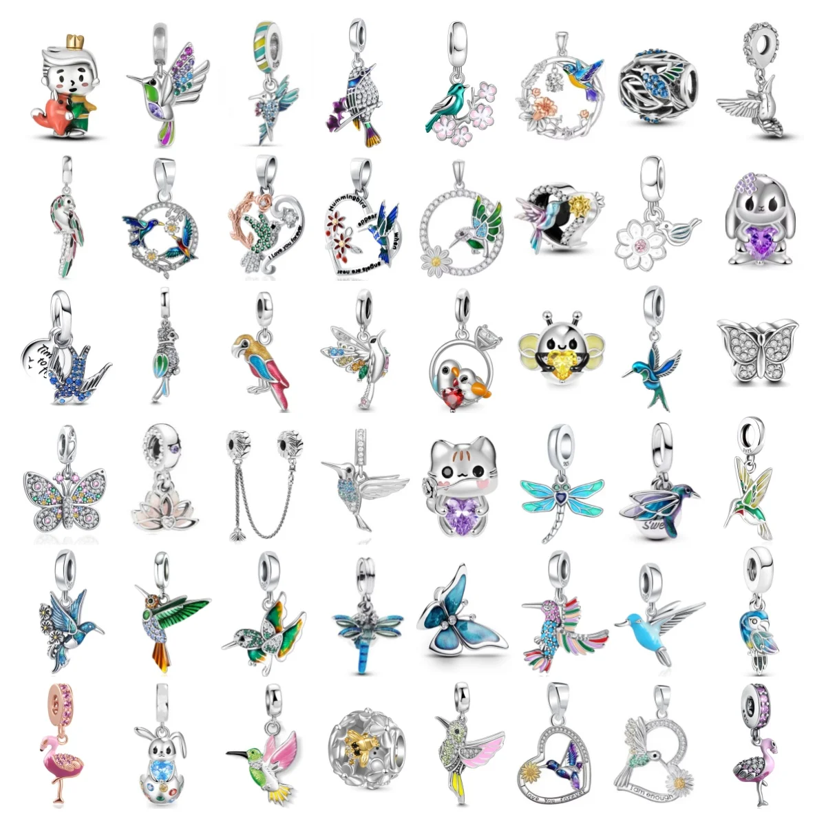 2025 offre spéciale breloques perle 925 en argent Sterling hirondelle colibri oiseau balancent ajustement Bracelet Bracelet collier bijoux à bricoler soi-même