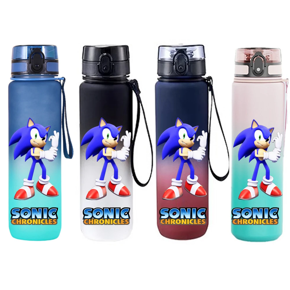 650ML Sonic Hedgehog Cartoon Portable Sports Water Bottle Leak Proof Gradient Color Fashion Water Cup Travel Gym Fitness Jugs