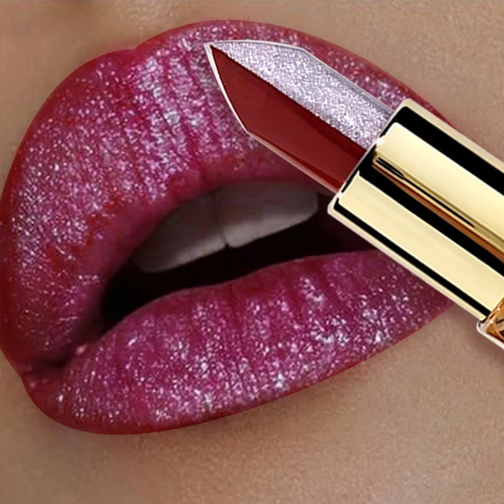 JUJU DREAM Two Tone Dual End Lipstick Matte Wine Red Silver Glitter Velvet Long Lasting Creative Lip Makeup