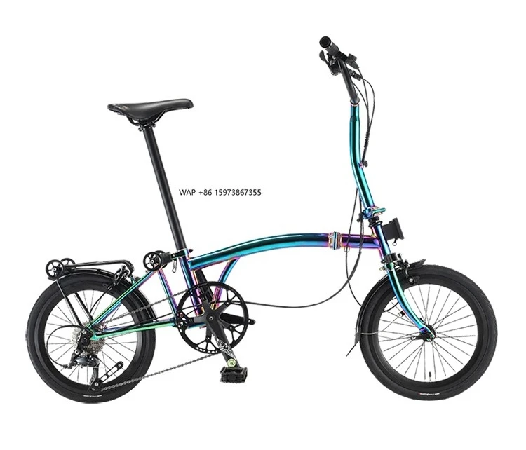 

CRANSTON R9 16inch Tri-folding Bike 9speed High Quality Molybdenum Steel Frame Foldable Bicycle rainbow 9S Mini Folding Bike