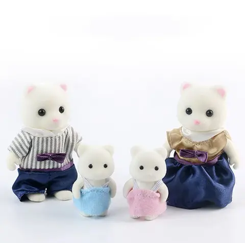Simulering Skogskanin Familj DIY Lekset Mini Kaninbjörn Figur Leksak Dockor Barnpresenter 8 best sales Sylvanian familjens katter - №5