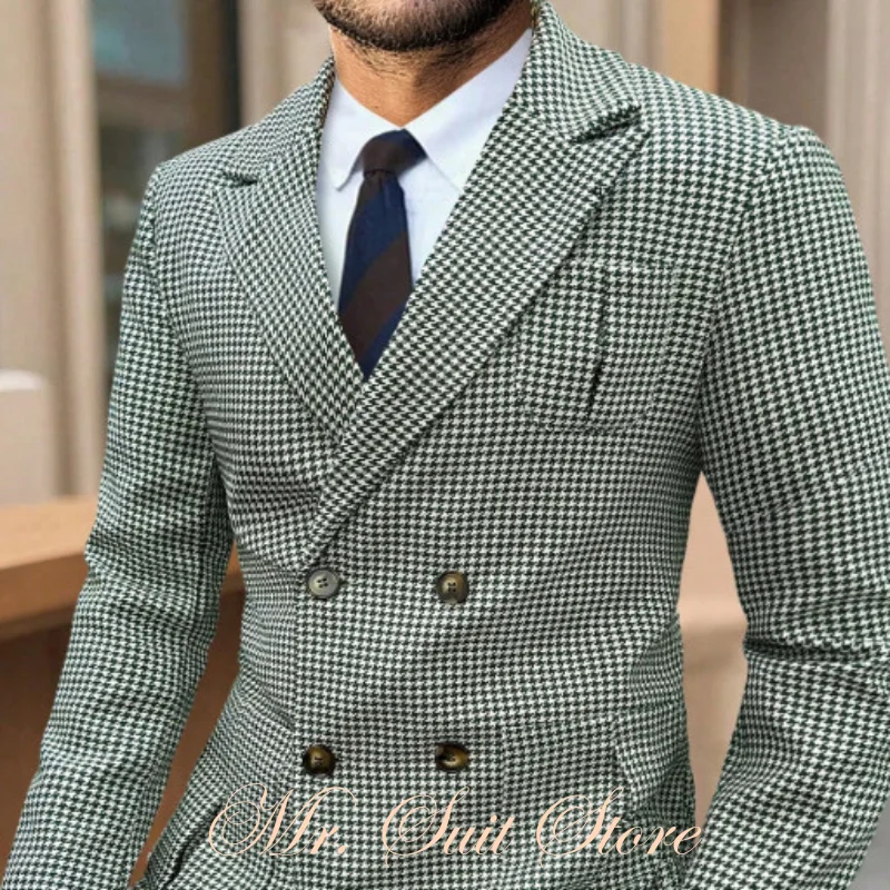 

2025 клетчатый пиджак с узором «гусиные лапки», мужской цельный пиджак, приталенный повседневный мужской пиджак, модная одежда, повседневное деловое вечернее платье