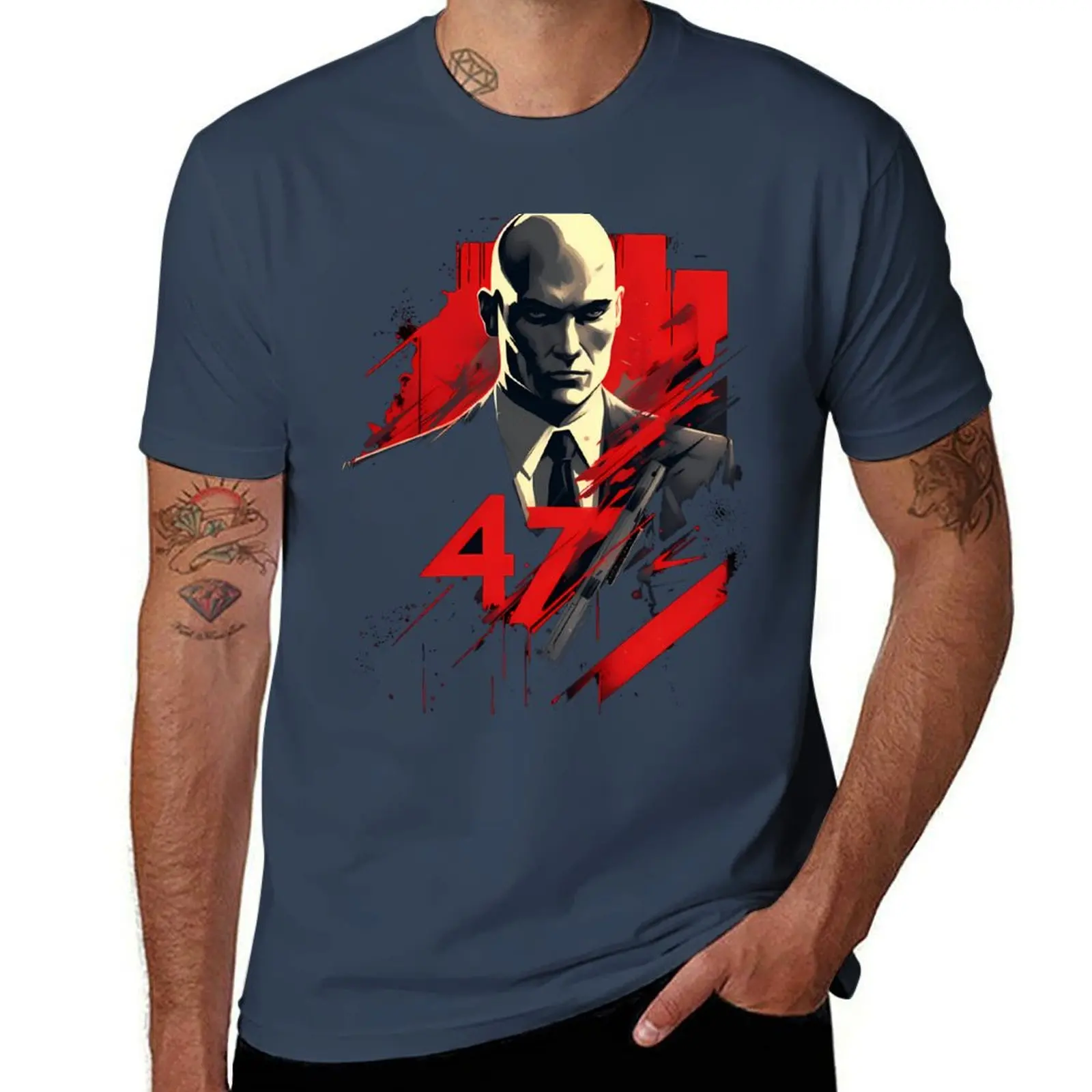 agent 47 T-Shirt Novelty Print Casual Tee Shirt