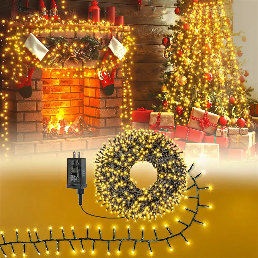 

30M 1500LED Firecrackers Fairy Twinkle Cluster String Light Christmas Firecracker Fairy Light Garland For Tree Window Wall Decor