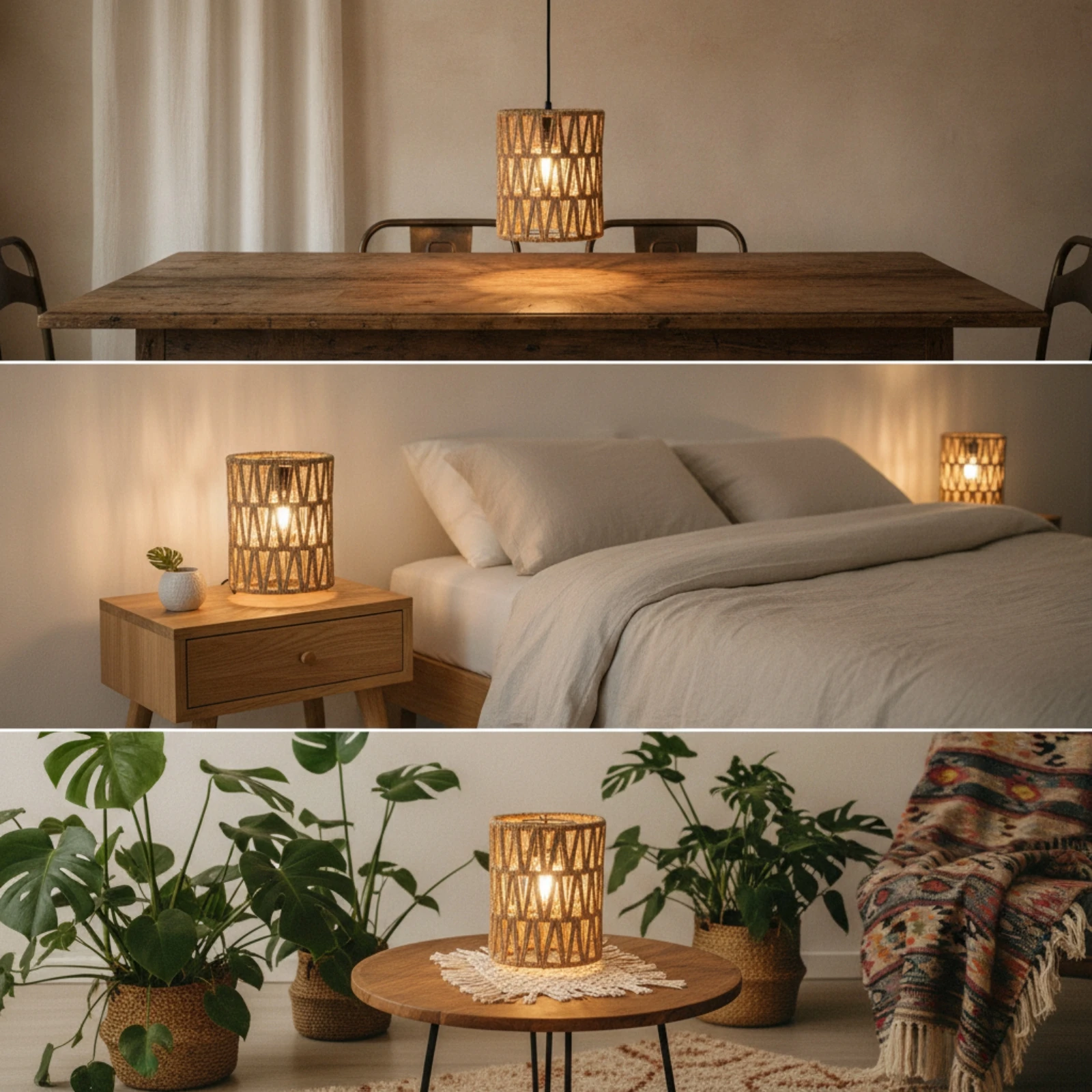 Paper Rope Lampshade Rustic Woven Lampshade Woven Lamp Shade Farmhouse Cylindrical Lamp Shade Handwoven for Pendant Lamps, Cafes