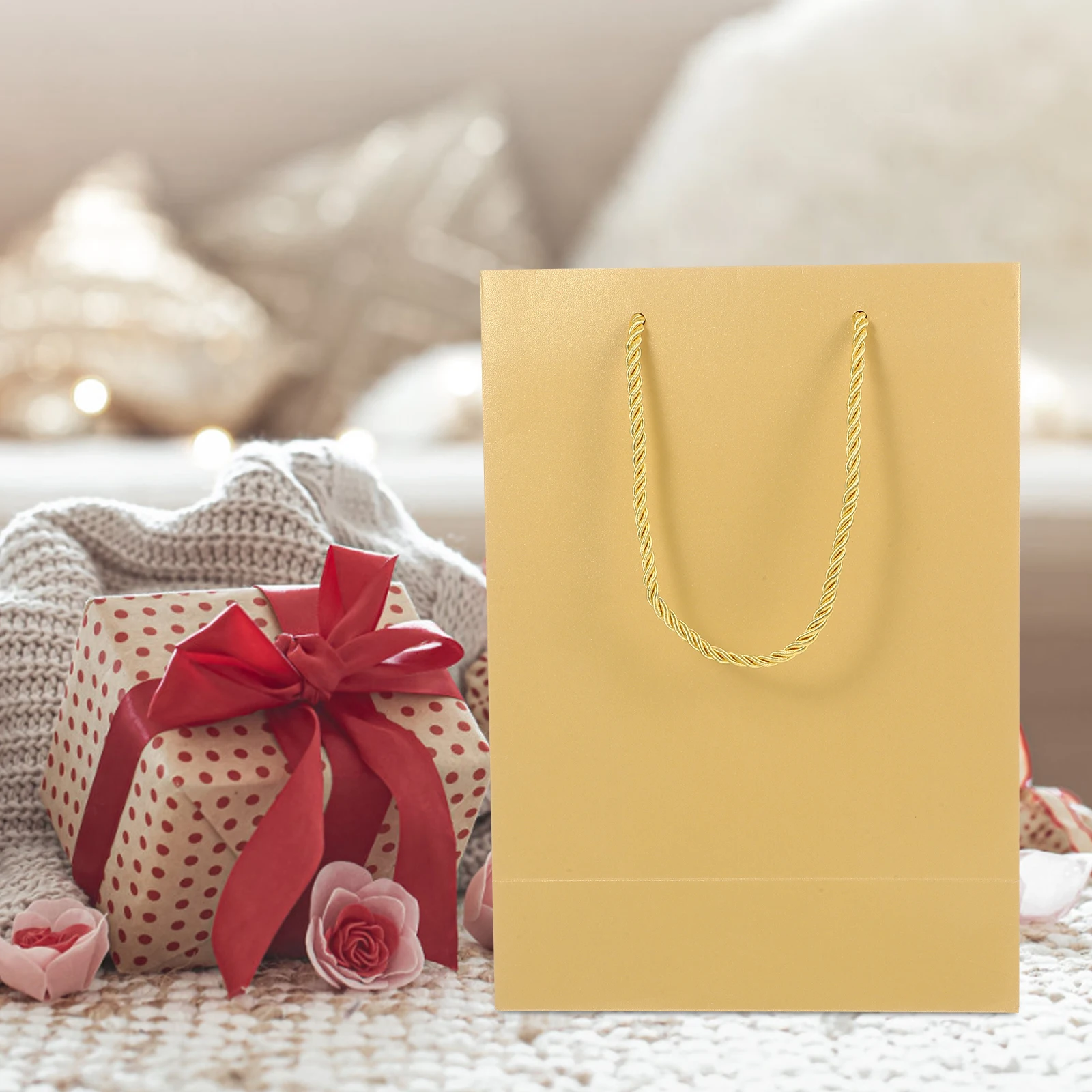 

Gift Paper Bag Tote Packaging Brown Present Handles Bulk Candy Flat Shopping Reusable Storage Wedding Party Favor Pouch