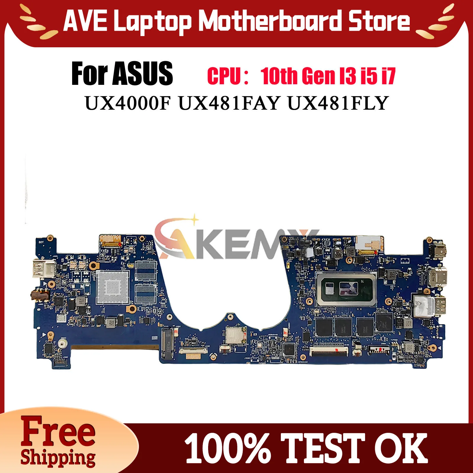 

UX481FAY Laptop Motherboard For ASUS ZenBook Duo UX481F UX481FLY UX481FL UX4000F UX481FAY UX481FA Mainboard W/ 10th Gen I3 i5 i7