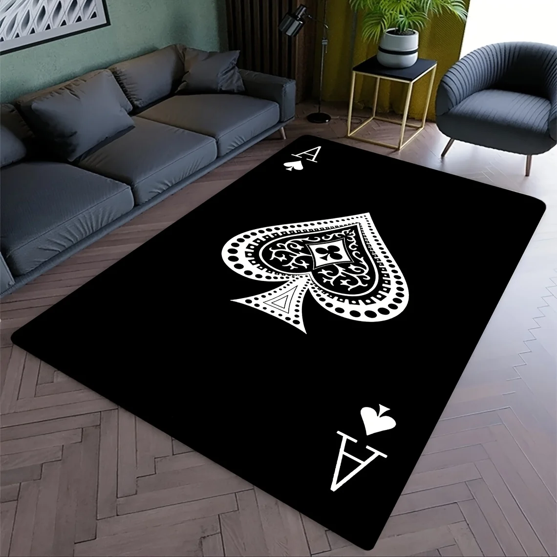 Newest Carpet Ace Of Spades Playing Card Shaggy Doormat Novelty Bedroom Non Slip Floor Mat