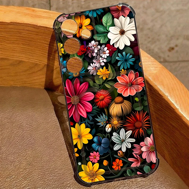 Card Pocket Phone Case For Samsung Galaxy S26 S25 S24 Ultra S23 S24 FE A57 A17 A56 A55 A25 A16 A36 A15 Colorful Flower TPU Cover view 3