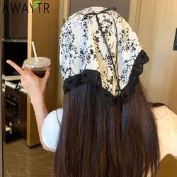 AWAYTR Ink Plum Blossom Headband Hair Scarf Bands for Women Party Headwear Frog Bat Bandana Turban Hairband Headpiece