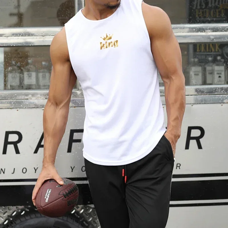 High Quality Vest Men's Sleeveless T-shirt Design Leisure Short Sleeve Man O-neck Tank Top Summer Breathable Sportwear