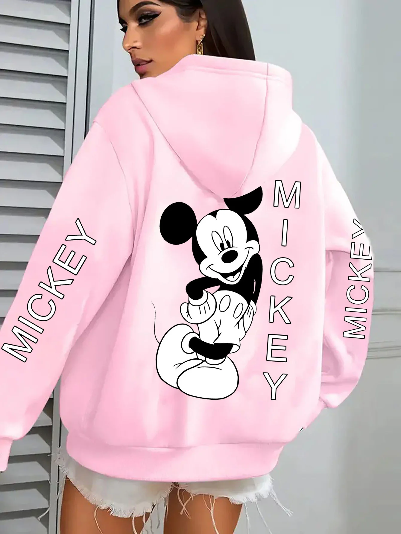 

Classic Mickey Element Printed Women Men Hoodies Fashionable Kangaroo Pocket Long Sleeve Mickey Mouse Streetwear Gifts