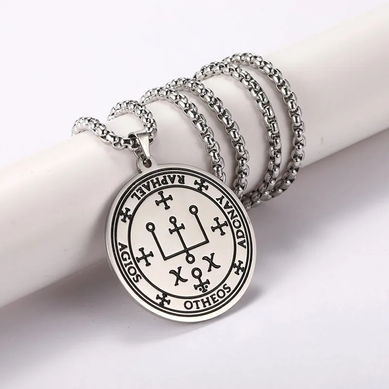 COOLTIME Supernatural Amulett Herren Anhänger Halskette Edelstahl Erzengel Michael Raphael Uriel Gabrie Engel Talisman Schmuck – Detail 11