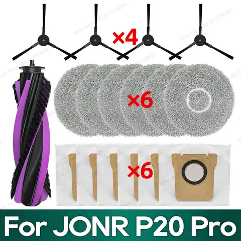 JONR P20 Pro / JONR T5 PRO 액세서리와 호환 가능 메인 사이드 브러시 먼지 봉투 걸레 천 예비 부품