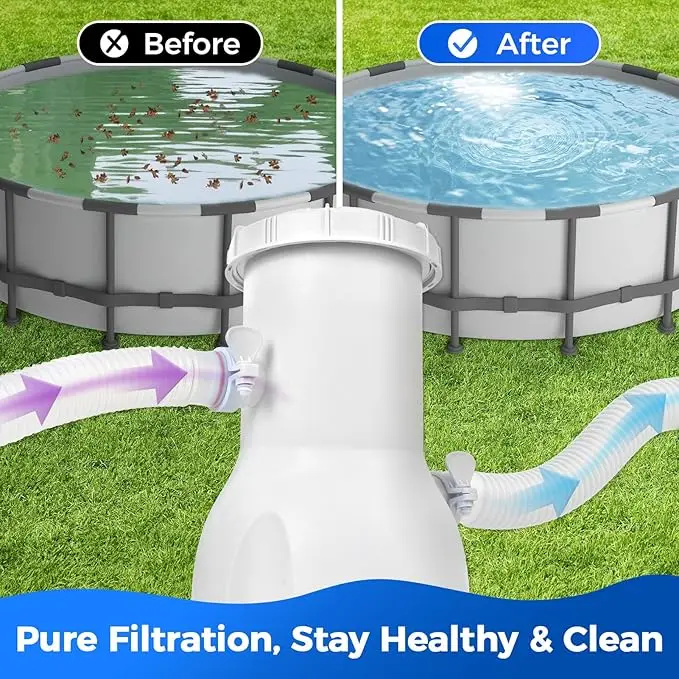 Above Ground Pool Filter Pump 300 Gallon Flow Rate Pool Pump Cartridge Pools Filter Pump High-efficiency Cleandebris Filtration