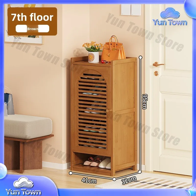 Multi-functional Bamboo Shoe Cabinet for Japanese Home Entrance Storage for Living Room Furniture