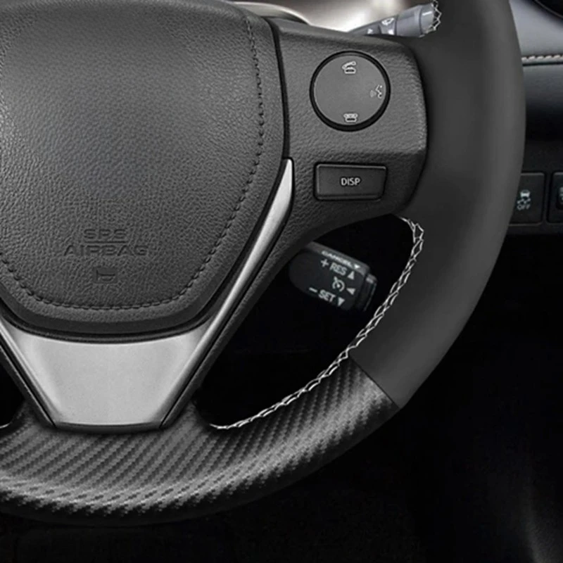 Black Carbon Fiber Suede Car Steering Wheel Cover For Toyota RAV4 Corolla Auris 2012-2019 Isis Corolla iM Scion iM 2015-2016