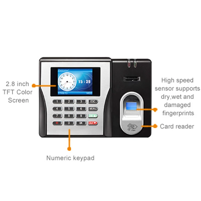 Low price 2.8inchs Biometric Fingerprint Terminal Time Attendance Machine fingerprint reader for office