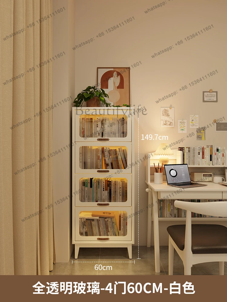 bookcase dust-proof with glass door bookshelf shelf with door floor-to-ceiling living room bookcase antique style - view 5