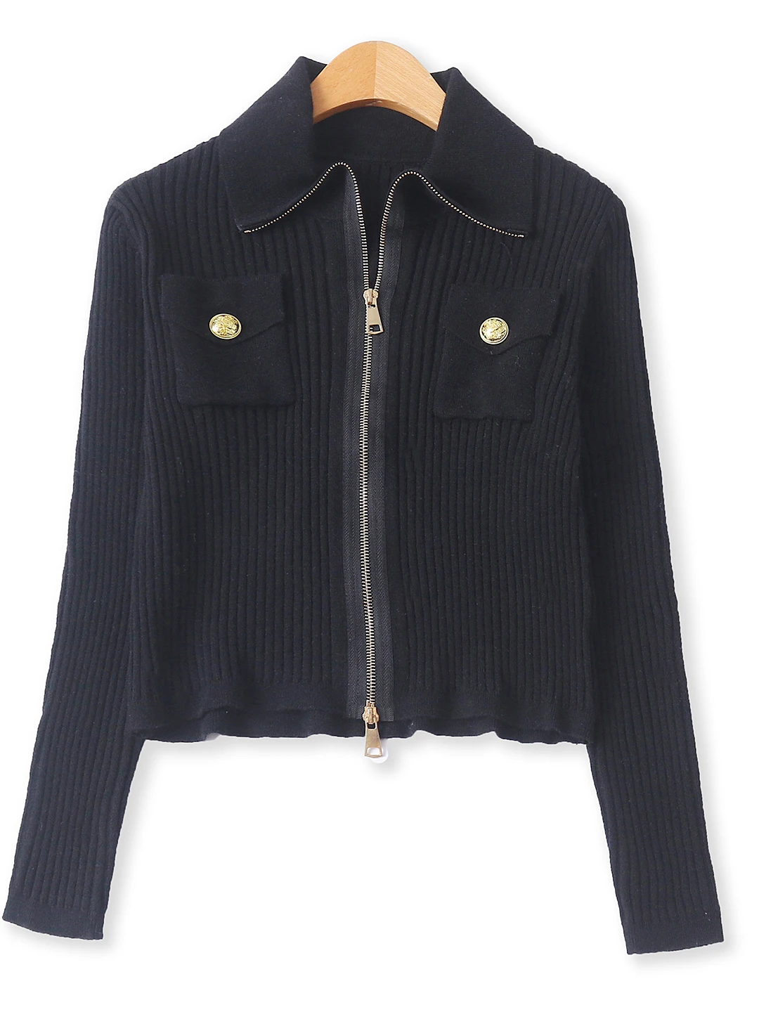 

Модный вязаный открытый кардиган, высокоэластичный длинный свитер на металлической молнии, осенний новый женский костюм, облегающий крой