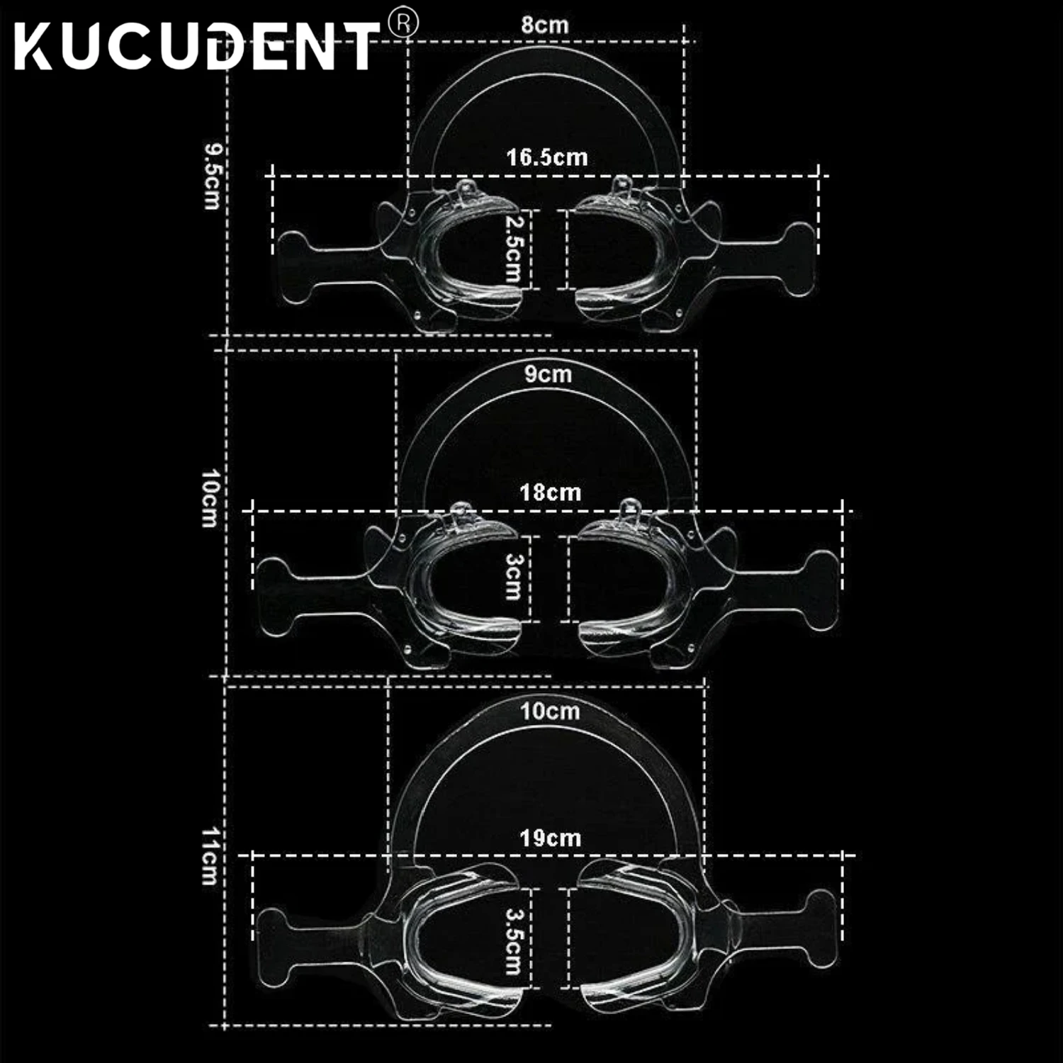 KUCUDENT 9Pcs Dental Cheek Lip Retractor C shape Mouth Opener Plastic Orthodontic Expander Oral Tooth Intraoral Lip Dentist Tool