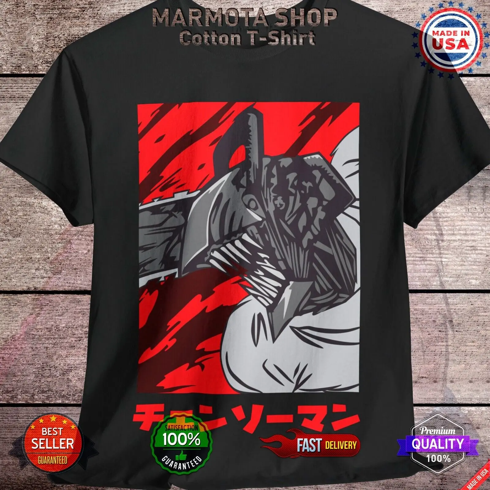 Denji Chainsaw Man Shirt Anime Tee T-Shirt Pochita Horror Manga Otaku Makima