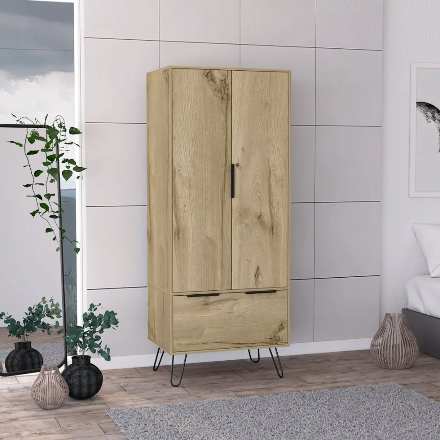 

Nuvo Closet; Double Door Cabinet; One Drawer; Hairpin Legs