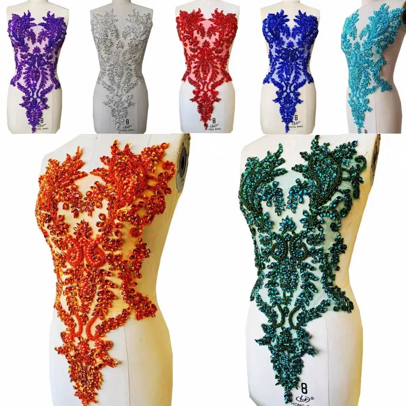 Handmade New Hot Selling  Flower Applique Patches Sew on Collars for Wedding Dress DIY Rhinestone Jewelry DIY Accessories