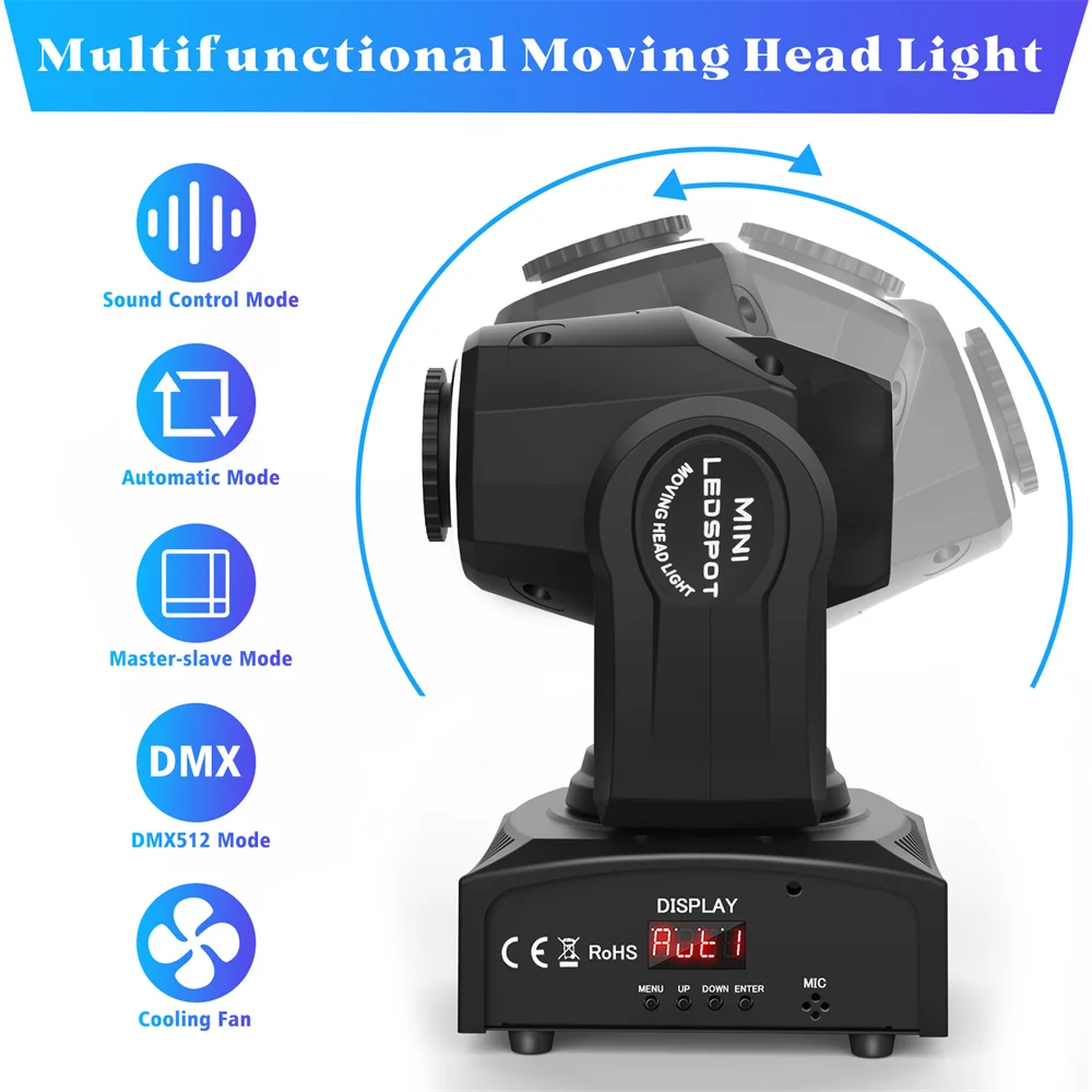 Imagem -04 - Black Led Moving Head Light Controle de Voz Rgbw 30w Dmx512 Efeitos de Palco para Festas Boate Casamento Ktv