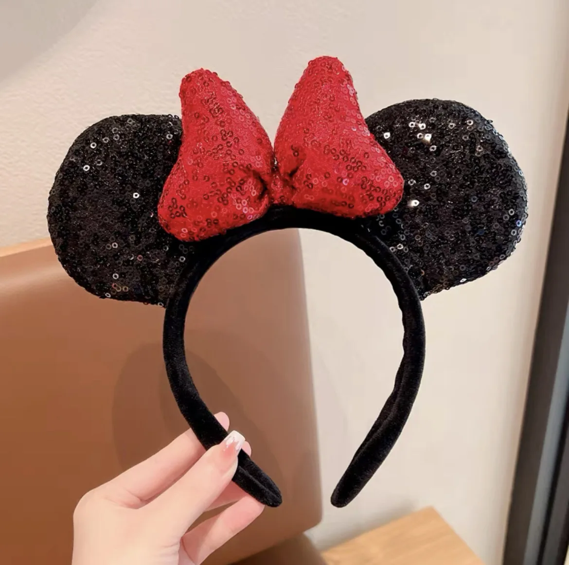 Red Bow, Mickey Headband, Girls' Amusement Park Atmosphere, Photo Taking, Check-In Party Headband