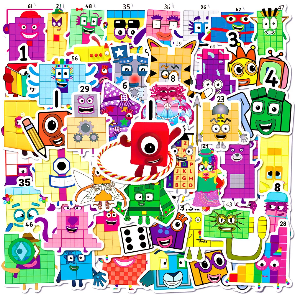 50Pcs Enlightenment Digital Building Block Series Graffiti Stickers Suitable for Laptop Helmets Desktop Decoration DIY Stickers