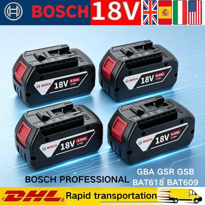 ⭐️NEW Original Bosch Professional Lithium Battery 18V 6.0AH Bosch BAT609 BAT609G BAT618 BAT618G Rechargeable Power Tool Battery