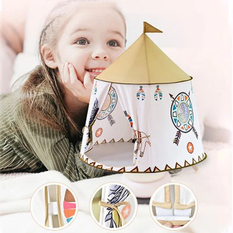 Kid Teepee Tent House Portable Princess Castle Folding Kids Tents Baby Play House Children Play Toy Birthday Christmas Gift