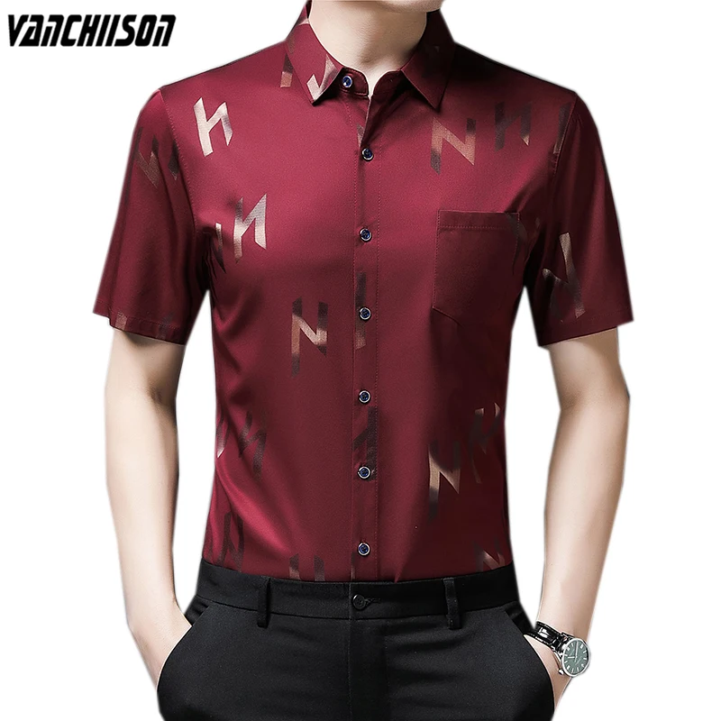 

Men Casual Shirt Tops Short Sleeve for Summer Print Retro Vintage Casual Male Fashion Clothing 00889