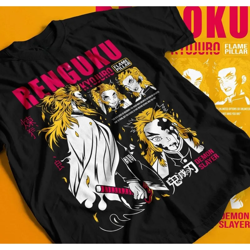 

Demon Slayer ‌‌Rengoku Kyojuro‌ Kamado Tanjiro‌ ‌Kamado Nezuko‌ Anime Men and Women Summer Harajuku Hip-hop Casual T-shirt