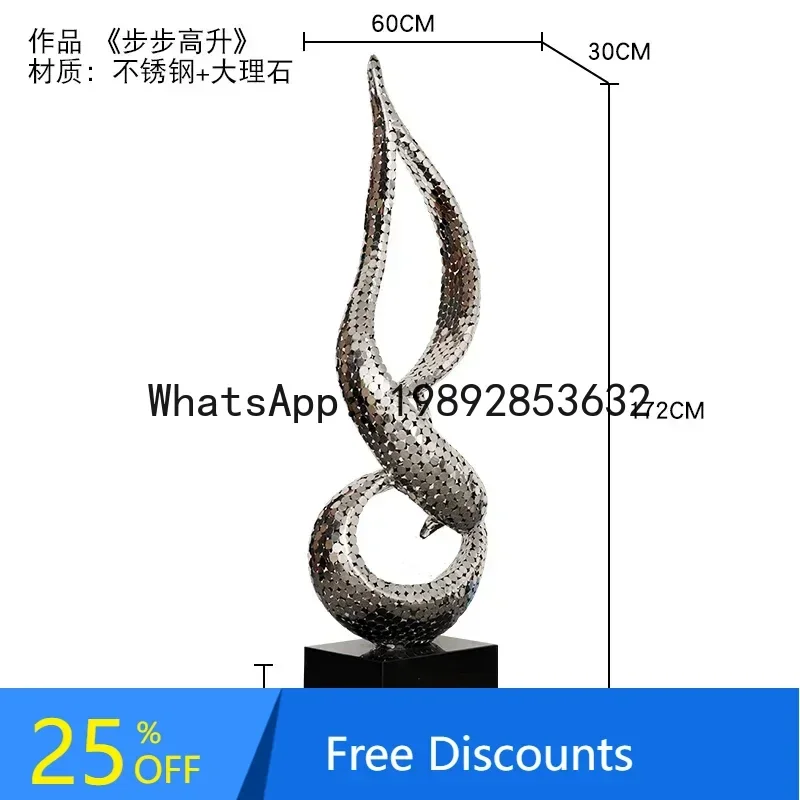 

FF Large Stainless Steel Sculpture Sales Office Abstract Art Ornament Aisle Floor Metal Crafts