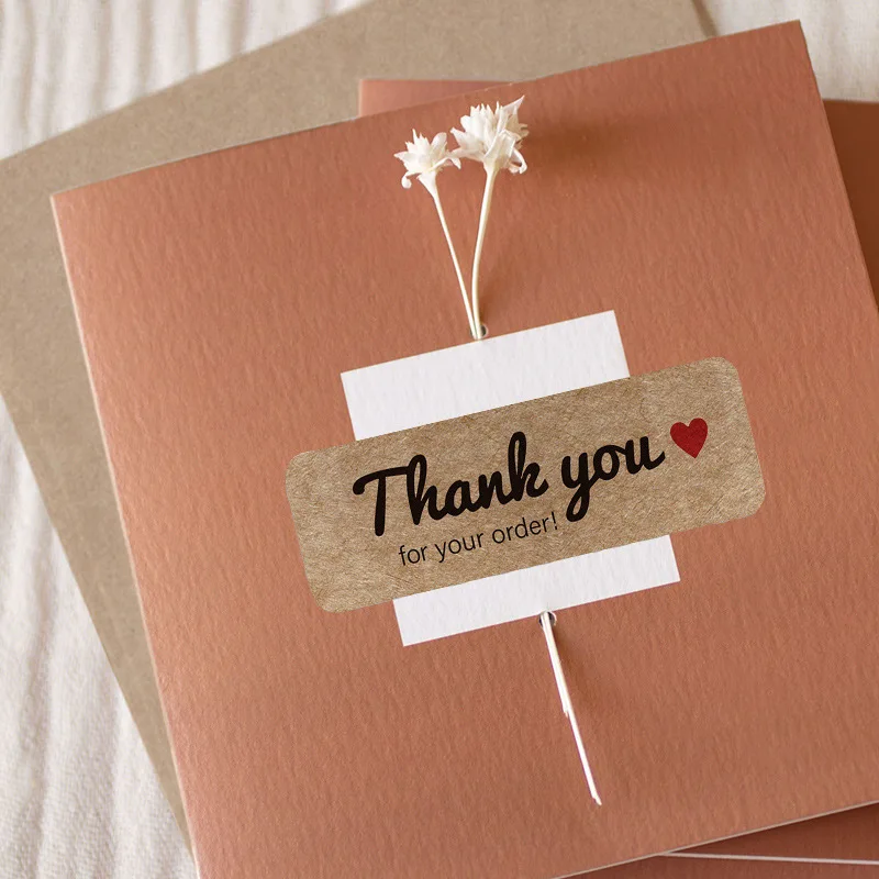 120Pcs/Roll Thank You for Your Order Party Stickers Labels Envelope Sealing Kraft Paper Stationery Stickers Wedding Decoration