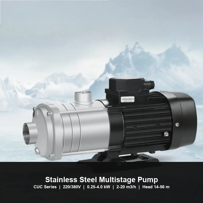 Horizontal Multistage Centrifugal Pump CUC 304 Stainless Steel Booster Pump 2-20 m3/h 0.25-4 kW 220V 380V Water Treatment HVAC