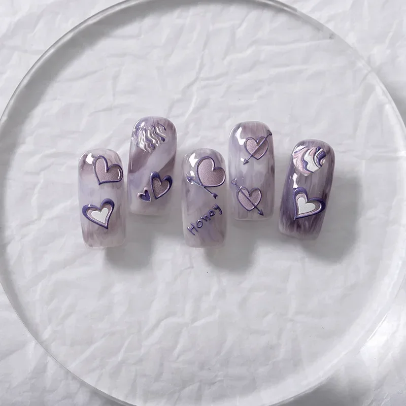 Rosa roxo coração adesivos de unhas auto adesivo arte do prego bonito doce estilo coreano kawaii acessórios para unhas dicas decoração decalque