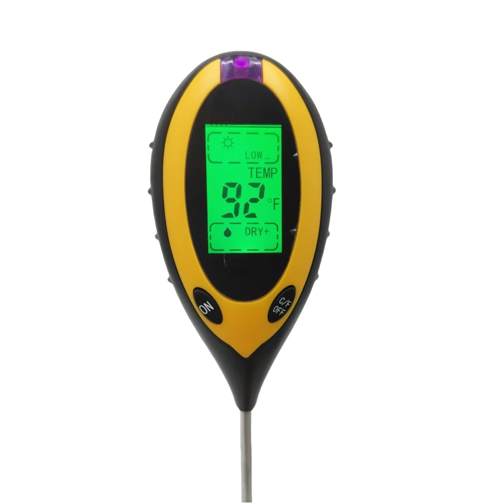 4 in 1 Soil Moisture Meter Testing pH Sunlight Moisture Temperature Soil Detector For House Garden