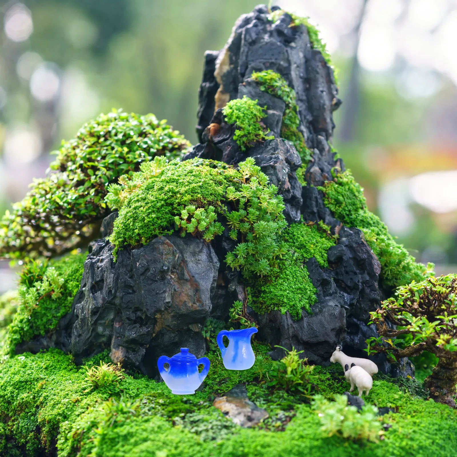 

10Pcs Miniature Porcelain Plate Wine Glass Set Blue White Chinese Style Creative Decoration for Dollhouse Kitchen Dining Scene