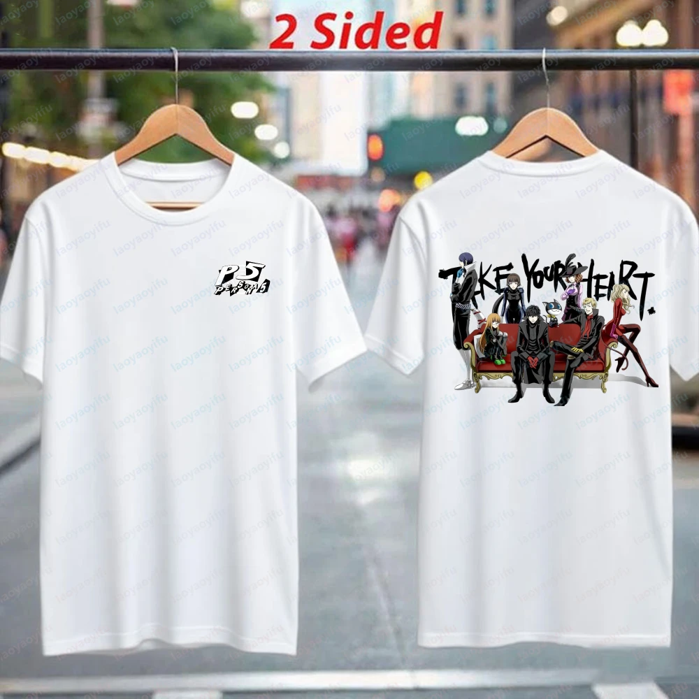 Persona 5 Take Your Heart Anime Characters Print Unisex Cotton T-Shirt Summer Casual Streetwear Tee Fashion Tops for Men Women