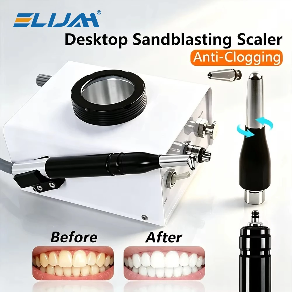 ELIJAH Dental Air Polisher Sandblasting Machine Anti‑Block Intraoral Sandblaster with Removable 360° Rotatable Handpiece
