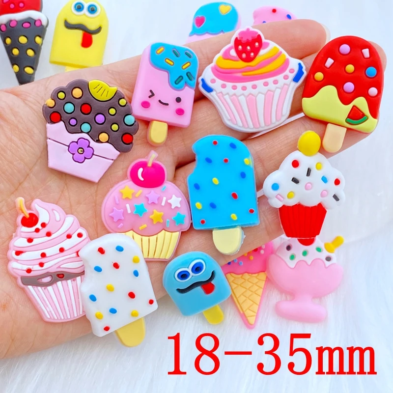 10pcs New Cute Ice Cream / Cake Series PVC Flexible Glue FlatBack DIY Scrapbook Embellishment Phone Craft Decoration